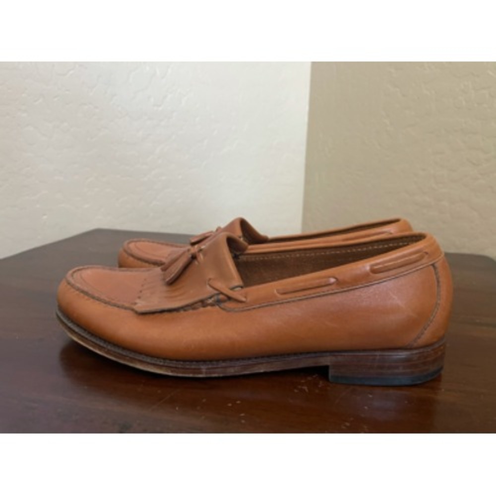 Sas Mens Loafers Shoes Brown Leather Slip-On Tasseled Kiltie Moc Toe 11.5N